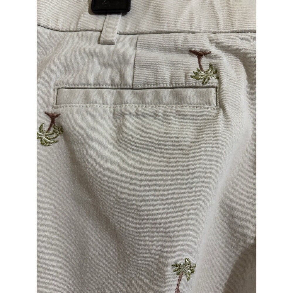 Briggs NY Vintage Palm Tree Embroidered Capri Pants Size14 Beige Tropical Resort - Picture 6 of 8